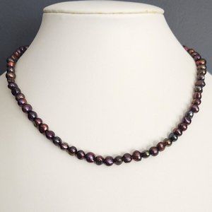 Iridescent metallic beaded necklace